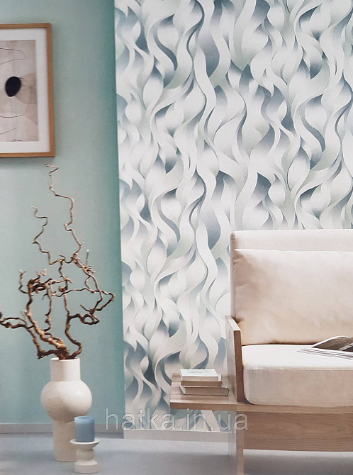 Шпалери метрові вініл на флізелін дизайнерські Erismann Elle Decoration 2 абстракція хвилі блакитні белые3д Київ - фото 1