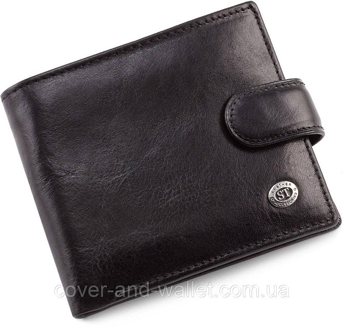 Мужской классический кошелек из черной гладкой кожи ST Leather Киев - изображение 1