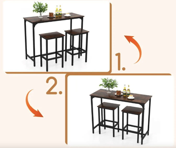 Барный стол со стульями для кухни и гостиной в стиле Loft комплект мебели Hoobro Киев - изображение 5