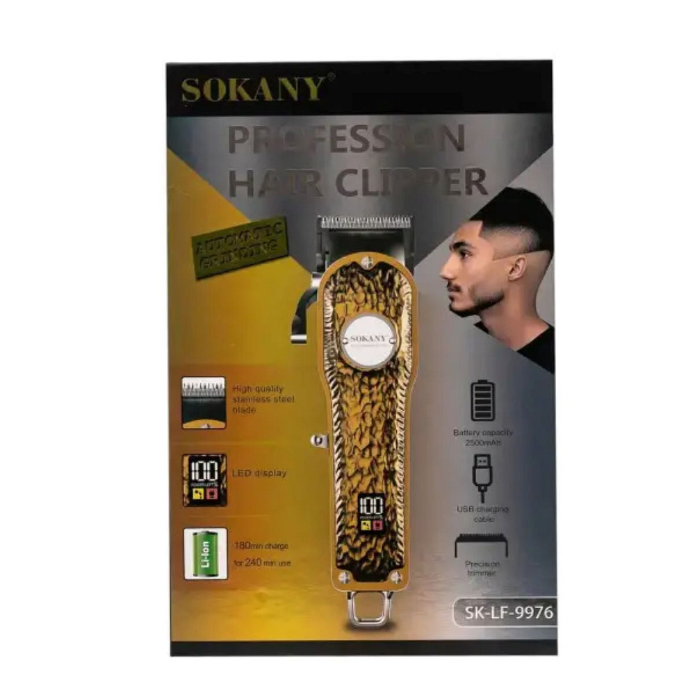 Машинка для стрижки Sokany акумуляторна з 4 насадками та USB срібло SKLF9976 Коломыя - изображение 4
