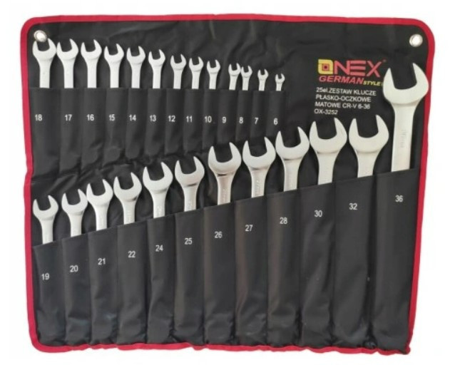 Набір ключів OX-252 6–36 мм, 25 предметів, Cr-V сталь, чохол, профі інструмент. Одеса - фото 5