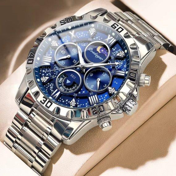 Чоловічий наручний годинник Poedagar MoonLight (Сріблястий) Вінниця - фото 3