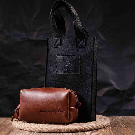 Косметичка не большого размера из гладкой кожи на молнии Сердце (GRANDE PELLE) Киев