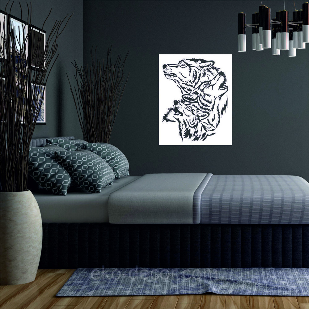 Декоративное настенное Панно «Волки» Декор на стену 90*73 см, Белый Киев - изображение 2