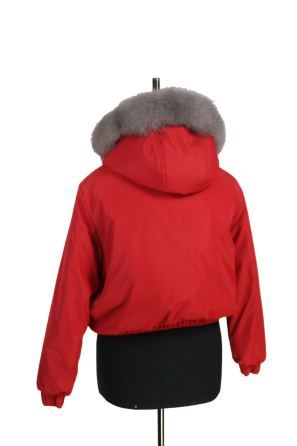 Бомбер женский с мехом песца 44 Красный Харьков