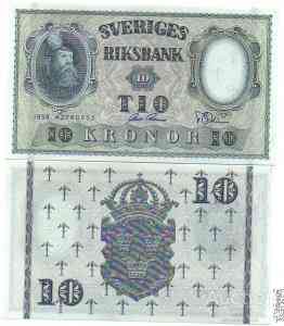 Sweden Швеция - 10 Kronor 1958 UNC / aUNC Полтава