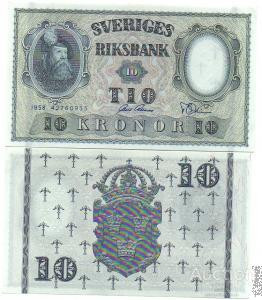 Sweden Швеция - 10 Kronor 1958 UNC / aUNC Полтава - изображение 1
