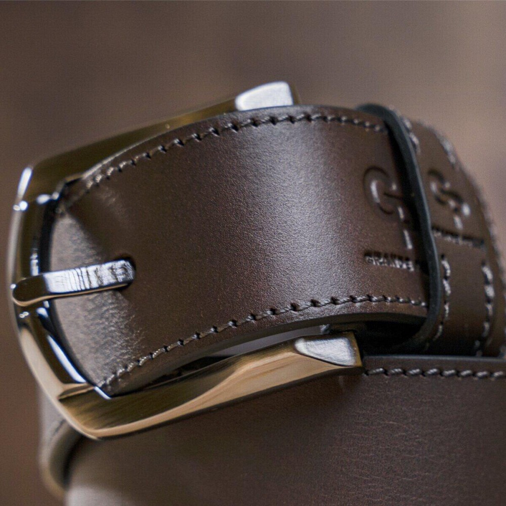 Ремінь чоловічий джинсовий Коричневий (GRANDE PELLE) Київ - фото 10