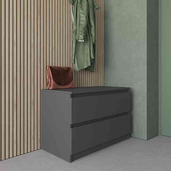 Комод VAYS R-19 Антрацит, 2 шухляди без ручок, ЛДСП, 80×40×53 см - для передпокою, спальні, вітальні Львів