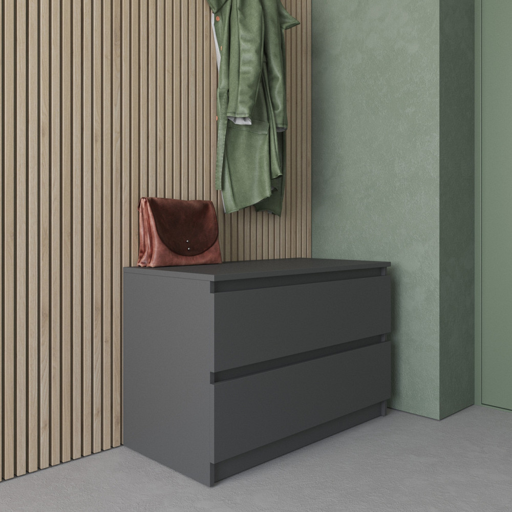 Комод VAYS R-19 Антрацит, 2 шухляди без ручок, ЛДСП, 80×40×53 см - для передпокою, спальні, вітальні Львів - фото 1