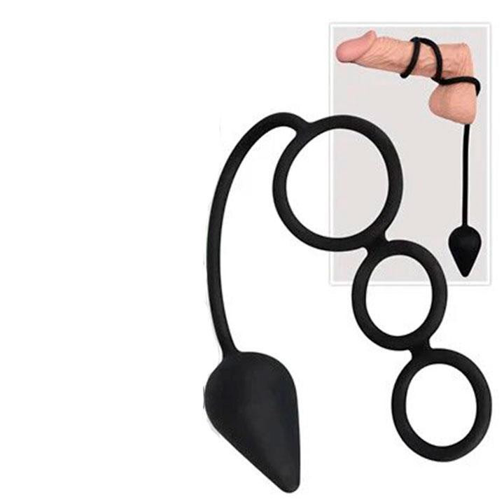 Анальна пробка з кільцями на пеніс - Чорний Вінниця - фото 4