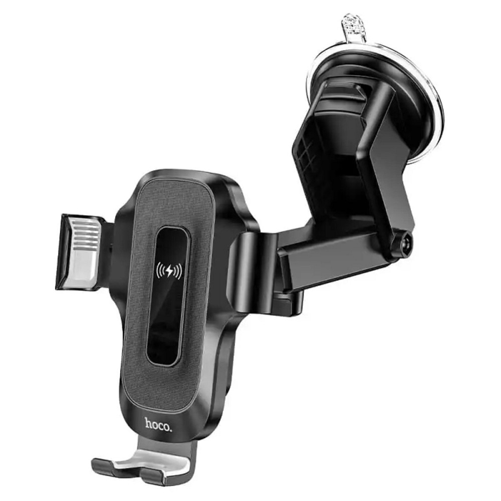 Тримач для мобiльного з БЗП HOCO HW3 Wise automatic induction wireless fast charging car holder(center console) Black Київ - фото 2