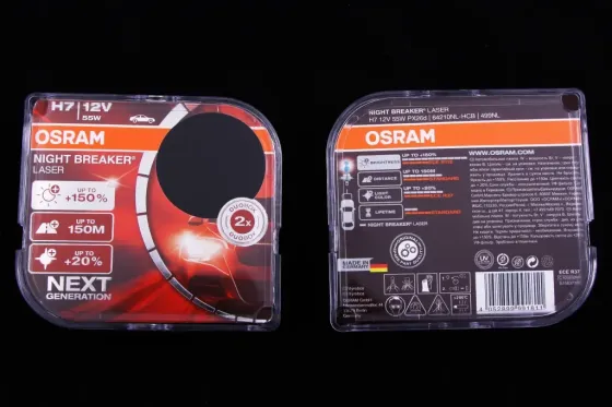 Лампа галогенная 12В  H7 Osram 55 +150% Night Breaker Lazer (2 шт.) Винница