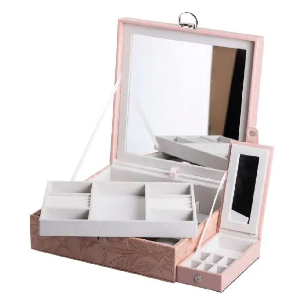 Скринька для прикрас з еко шкіри 2 яруси із замком органайзер для ювелірних виробів HP-5-22P Коломия - фото 3