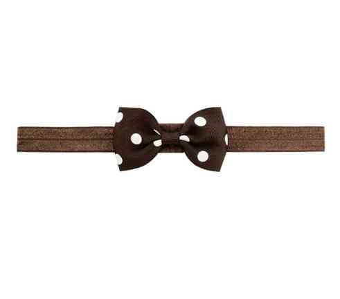 Дитяча коричнева повязочка в горошок - окружність 36-60см, бантик 7,5 см Київ