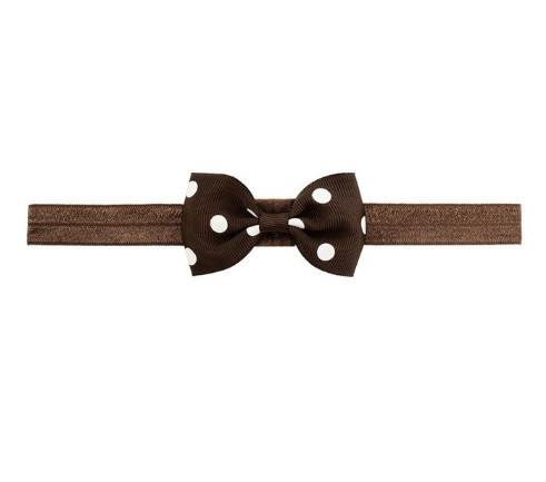 Дитяча коричнева повязочка в горошок - окружність 36-60см, бантик 7,5 см Київ - фото 1