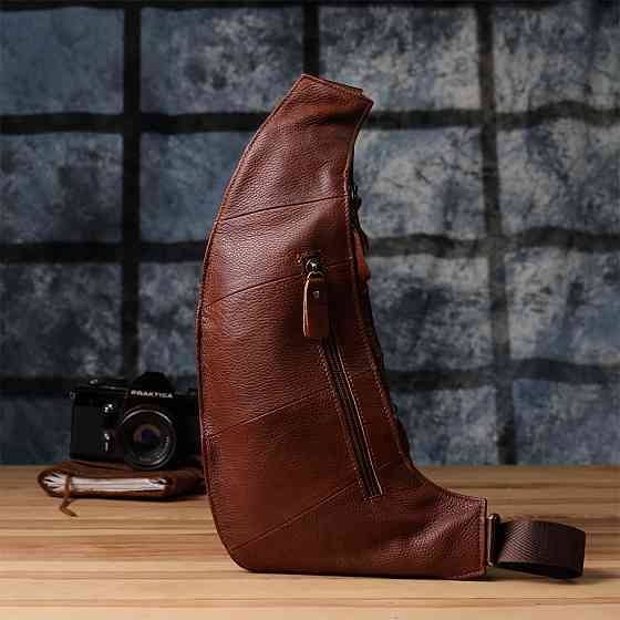 Мужская сумка через плечо из зернистой натуральной кожи Vintage 22966 Коричневый Киев