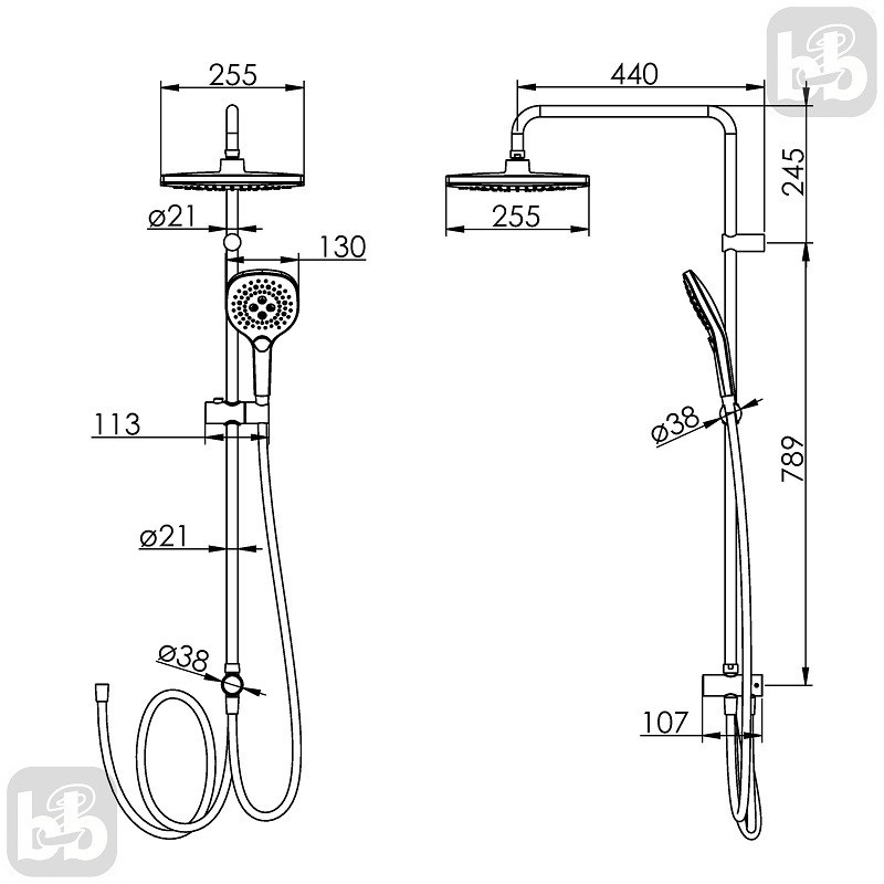Набір для ванни IMPRESE KAMPA (015285+T-00260SQ) хром Київ - фото 5