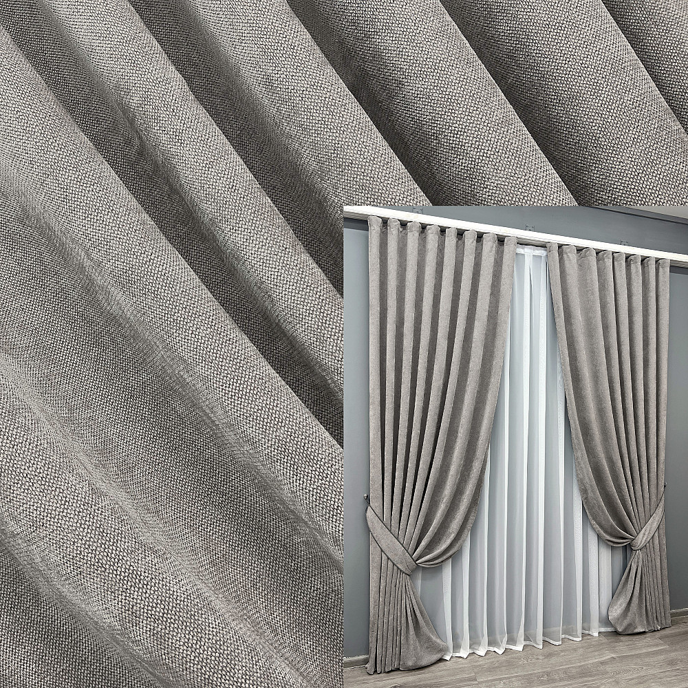 Комплект готових штор VR-Textil Шеніл преміум VELMIRA Rich № 1925ш Світло-сірий 150х290 см 2 шт (33-0991) Київ - фото 1