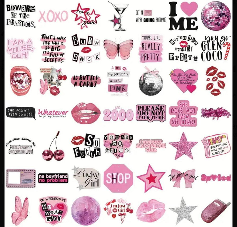 Набор виниловых стикеров Pink Girly, 50 шт Киев - изображение 3