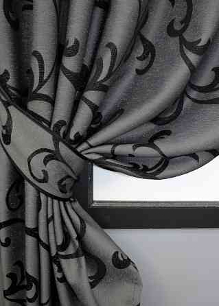 Комплект готовых штор VR-Textil Жаккард Allure № 1619ш Серый с черным 130х170 см 2 шт (35-0269) Киев