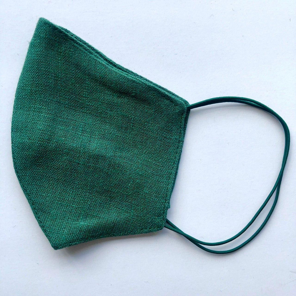 Маска захисна багаторазова із 100% ЛЬОНУ Розмір L (Зелений) Суми - фото 1