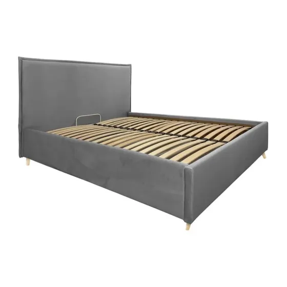 Ліжко Двоспальне Andrea VIP Wood На ніжках 160 x 200 см Simple З додатковою металевою цільнозварною рамою Сірий Київ