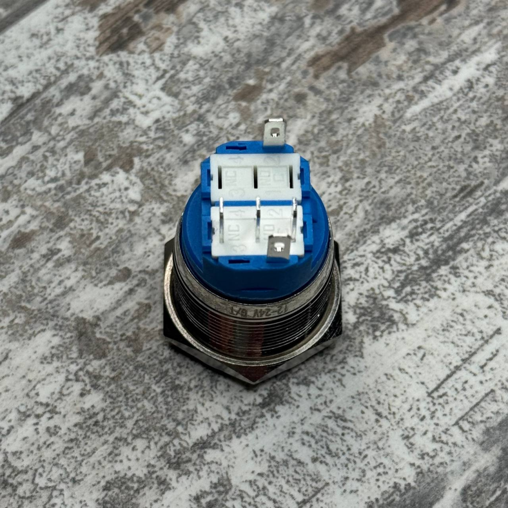 Кнопка 22 мм фиксирующаяся 12–24 В зелёный LED 5 pin 22F-11EZ, металлическая с подсветкой Киев - изображение 5