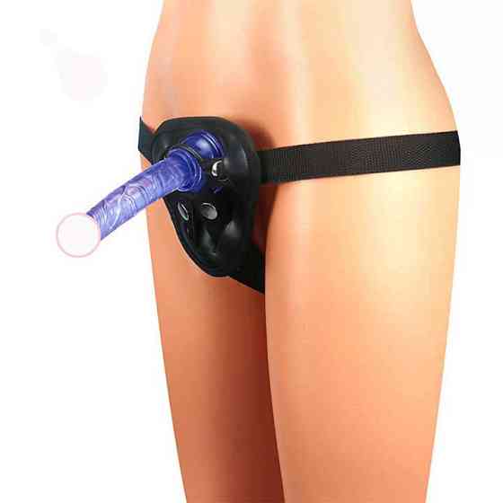 Набор: трусики для страпона, фаллоимитатор и кольца под разные фаллосы - Голубой Винница