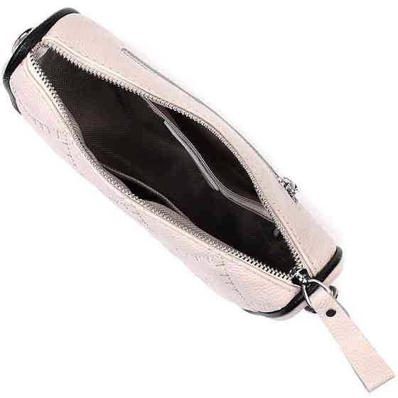 Сумка крос-боді напівкруглого формату з натуральної шкіри Vintage 22393 Біла Київ