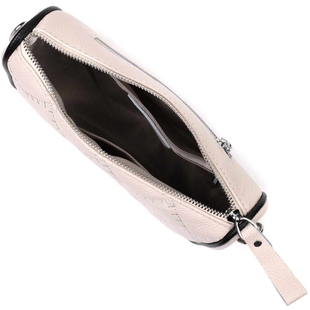 Сумка крос-боді напівкруглого формату з натуральної шкіри Vintage 22393 Біла Київ - фото 6