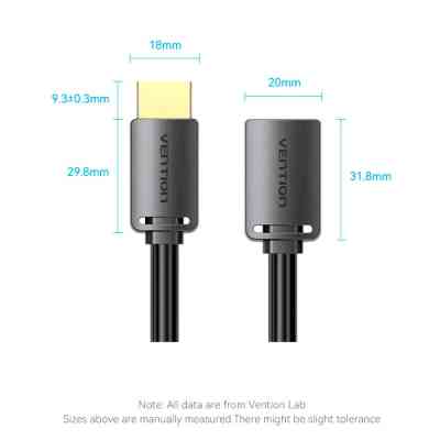Кабель HDMI M - F (подовжувач), 2.0 м, V2.0, 4K 60Hz PVC Vention Винница