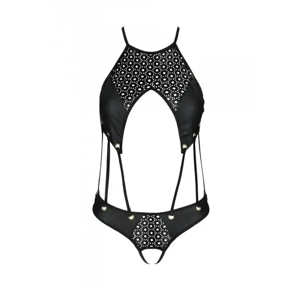 Розпродаж!!! Боді з екошкіри з ремінцями та перфорацією Tamaris Body black L/XL — Passion Львов