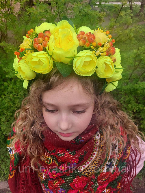 Ободок обруч з квітами "Піони великий жовтий" Кривий Ріг - фото 1