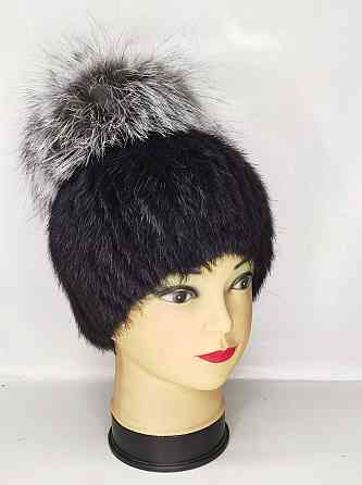 Шапка хутряна жіноча з бубоном Жасмін Чорний Харків