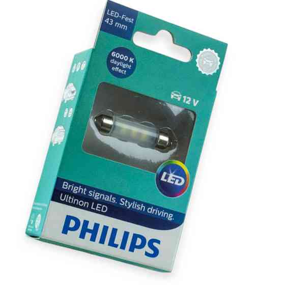 Автолампа AC лазер. 12-10 WHITE 0, 6W 43мм 6000K PHILIPS светодиодная Мукачево