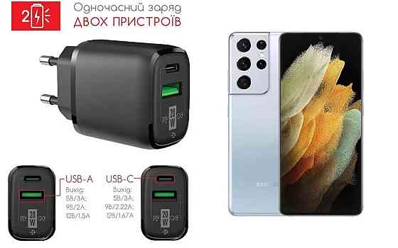 Сетевое зарядное устройство для Samsung Galaxy S21 Ultra, 20W 3A, Quick Charge 3.0 Киев