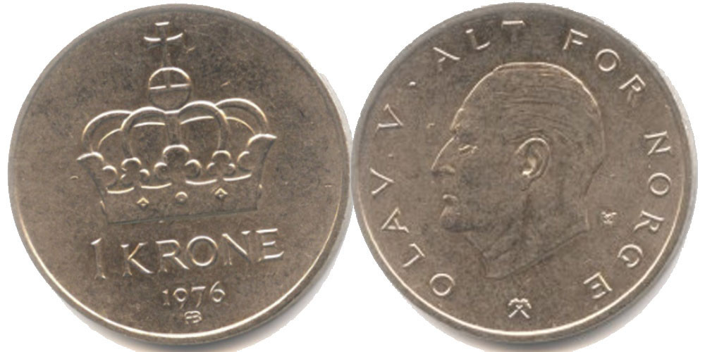 Монета 1 крона 1974-82 Норвегия (БД) Полтава - изображение 1