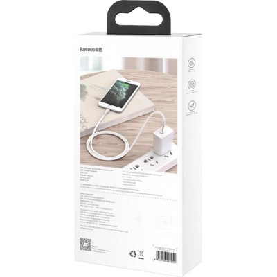Дата кабель USB 2.0 AM to Lightning 1.0m Cafule Series Metal 2.4A White Baseus (CALJK-A02) Вінниця - фото 4