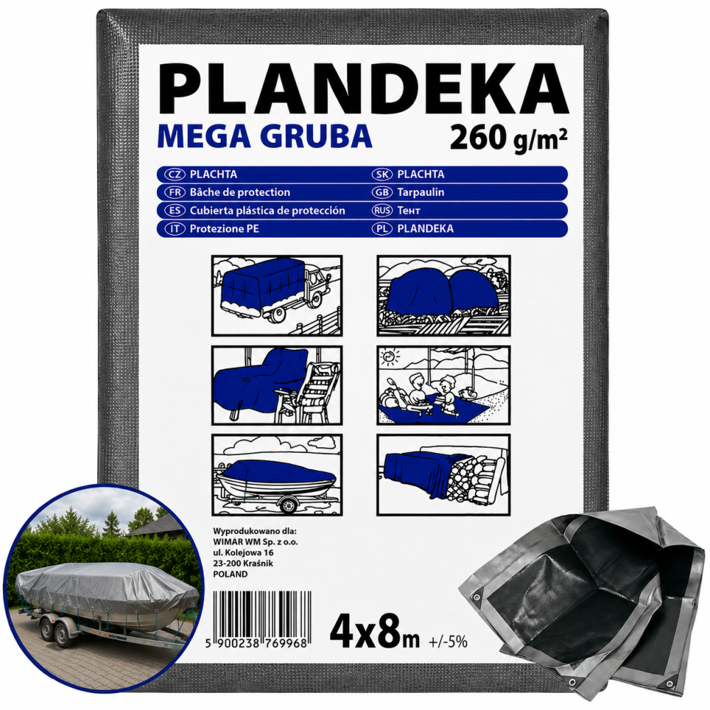 Тент 260 г/м2 4х8м "PLANDEKA" поліпропіленовий сірий Дніпро - фото 11