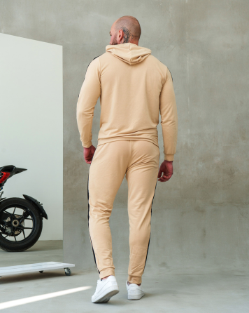 Костюм спортивний чоловічий лампаси весна Бежевийево-Чорний L Харків