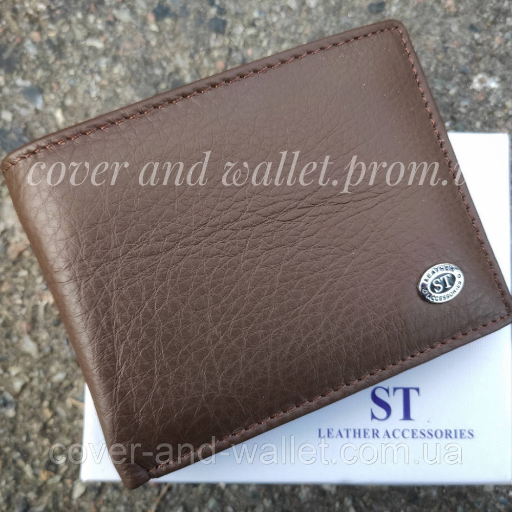 Коричневый мужской кошелек из натуральной кожи на магнитах ST 1 Киев - изображение 1