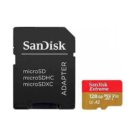 Карта пам'яті microSDXC (UHS-1 U3) SanDisk Extreme For Action Cams and Drones A2 128Gb class 10 V30 (R190MB/s,W90MB/s) (adapter) Київ