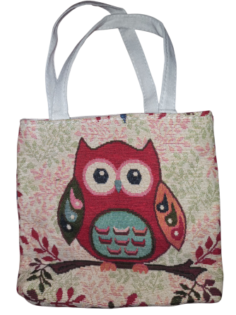 Маленькая сумка из ткани Совушка 22 см бежевый Киев