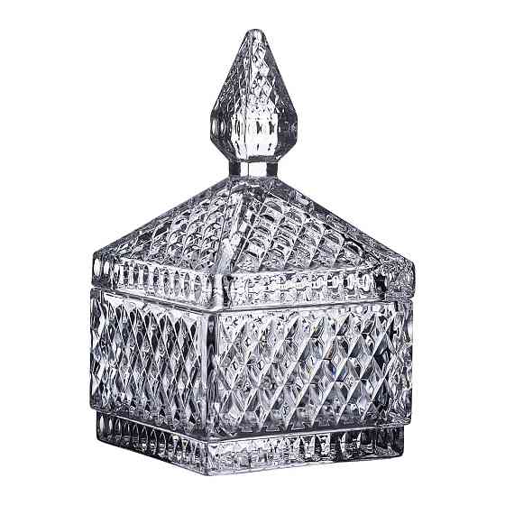 Стеклянная конфетница с крышкой квадратная 8.5 см Киев