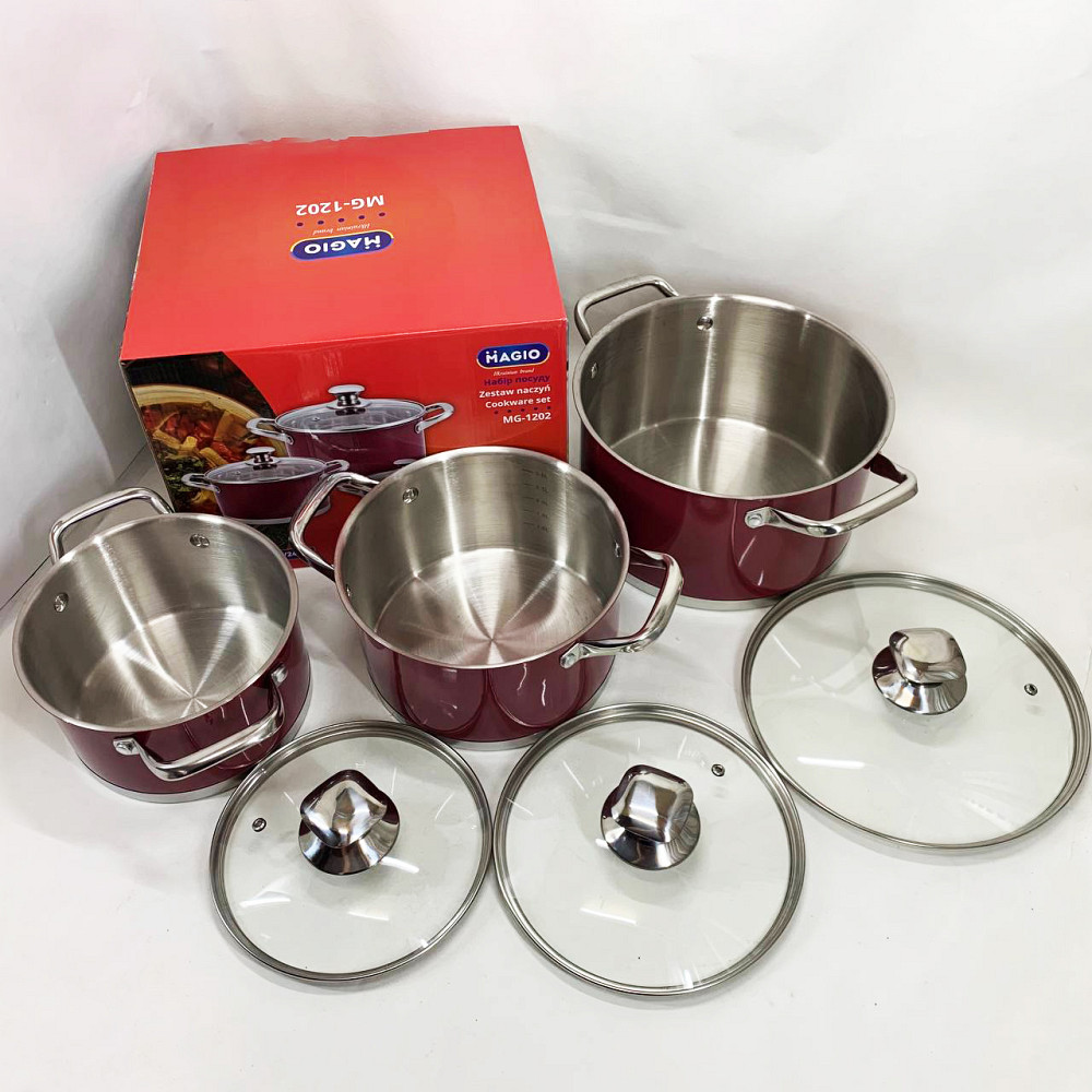 Набор качественных каструль MAGIO MG-1202 6 шт, Хорошие кастрюли, Кастрюля из нержавеющей стали YD-82 Львов - изображение 10