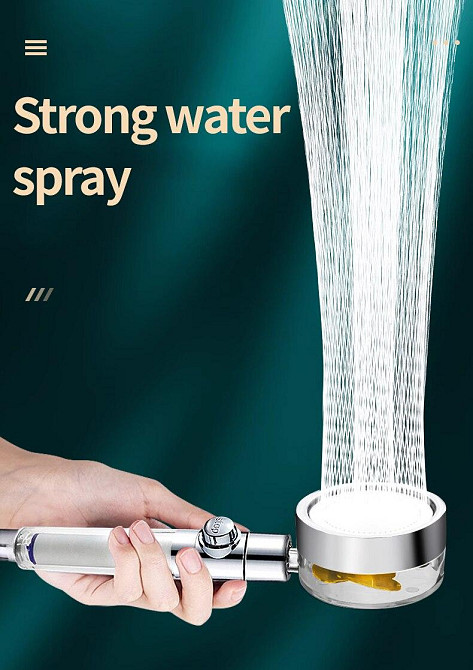 Насадка для душа с пропеллером и фильтром, держатель, шланг (1,5м). Воронка для душа поворотная. Водосберегающая воронка Киев - изображение 3