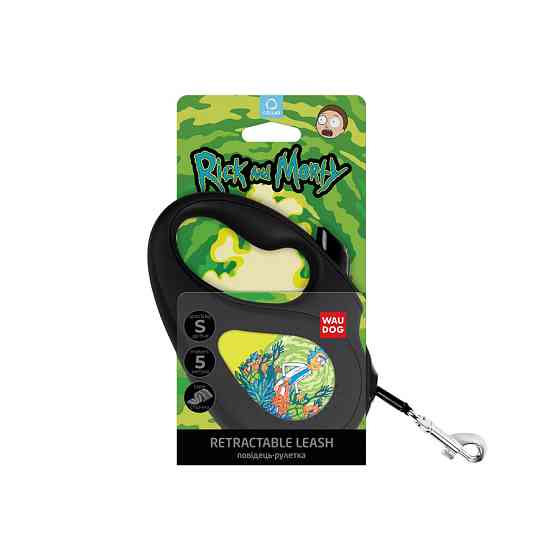 Повідець-рулетка для собак WAUDOG R-leash, малюнок "Рік і Морті 2", світловідбивна стрічка, S, до 15 кг, 5 м Вінниця