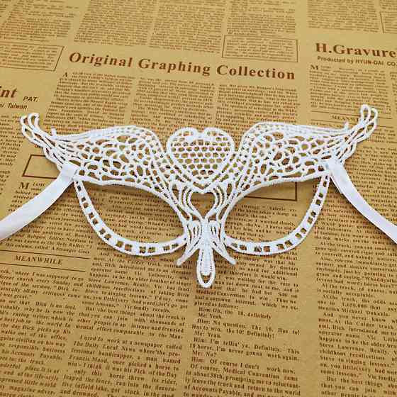 Маска маскарадна на карнавал мереживна 21 на 9 см білий Київ