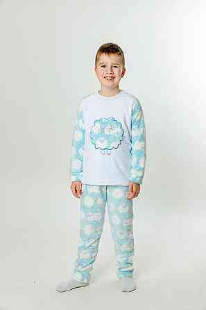 Піжама тепла дитяча велсофт "Баранчик", блакитна зима весна осінь на дівчинку хлопчика підлітка Київ